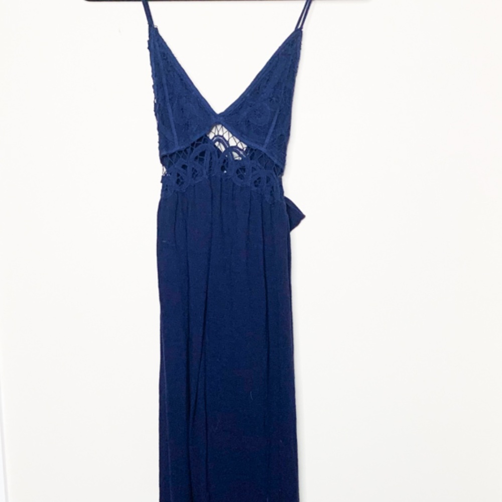 NWT Aqua Crochet Maxi Beach Dress Navy